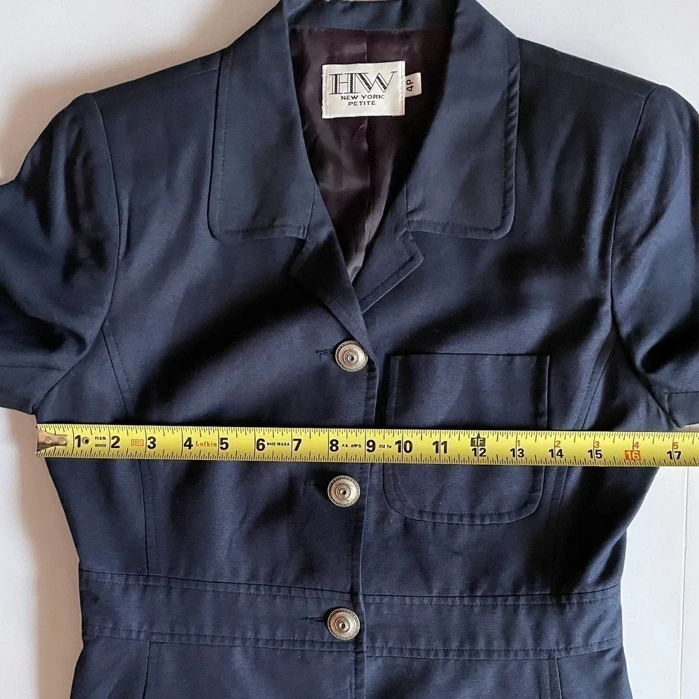 Hw New York Tailored Navy Blazer Size 4 Petite